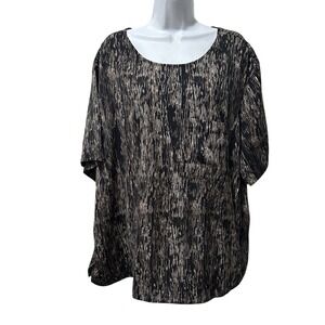 Nordstrom Rack Abstract Print Pocket Tunic Top Women's 2X Black Gold